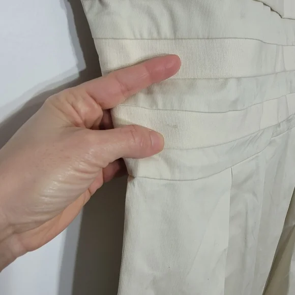 & Others Stories Ivory Cotton Pleated Bottom Pockets Business Zipper Back Sz 40 - Picture 8 of 13